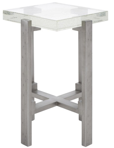 JAZLYN SQUARE BUBBLE GLASS ACCENT TABLE