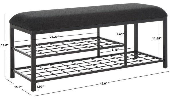 MILLIGAN OPEN SHELF BENCH W/ CUSHION