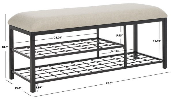 MILLIGAN OPEN SHELF BENCH W/ CUSHION