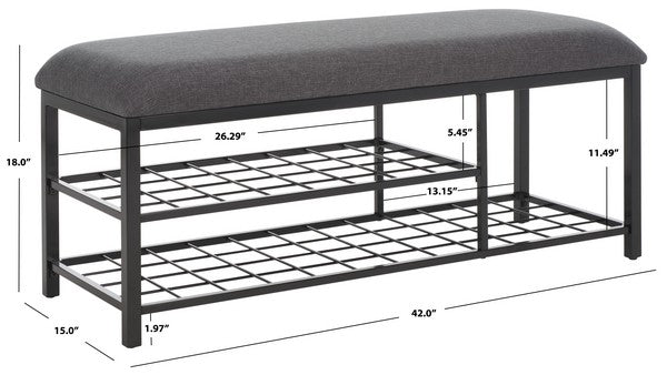 MILLIGAN OPEN SHELF BENCH W/ CUSHION