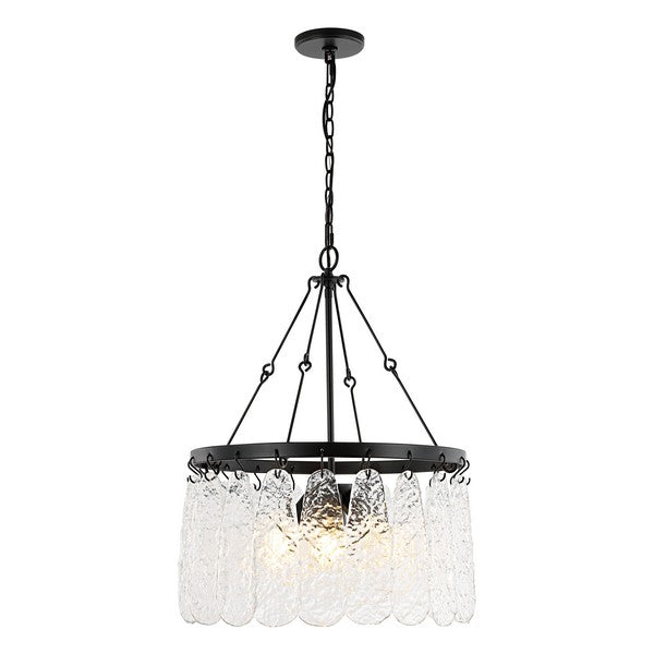 SELENE, 4 LIGHT, 20 INCH, BLACK/CLEAR, IRON/GLASS CHANDELIER