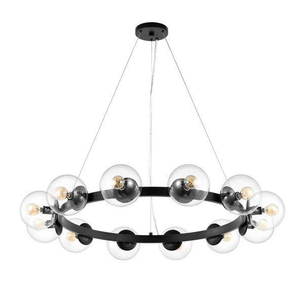 RYLIAN, 12 LIGHT, 38 INCH, IRON/GLASS CHANDELIER