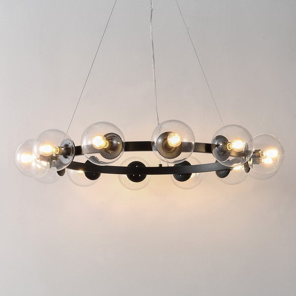 RYLIAN, 12 LIGHT, 38 INCH, IRON/GLASS CHANDELIER