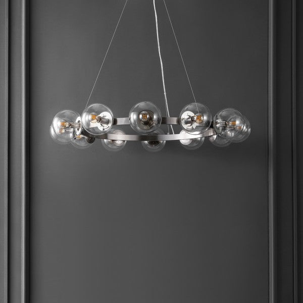 RYLIAN, 12 LIGHT, 38 INCH, IRON/GLASS CHANDELIER