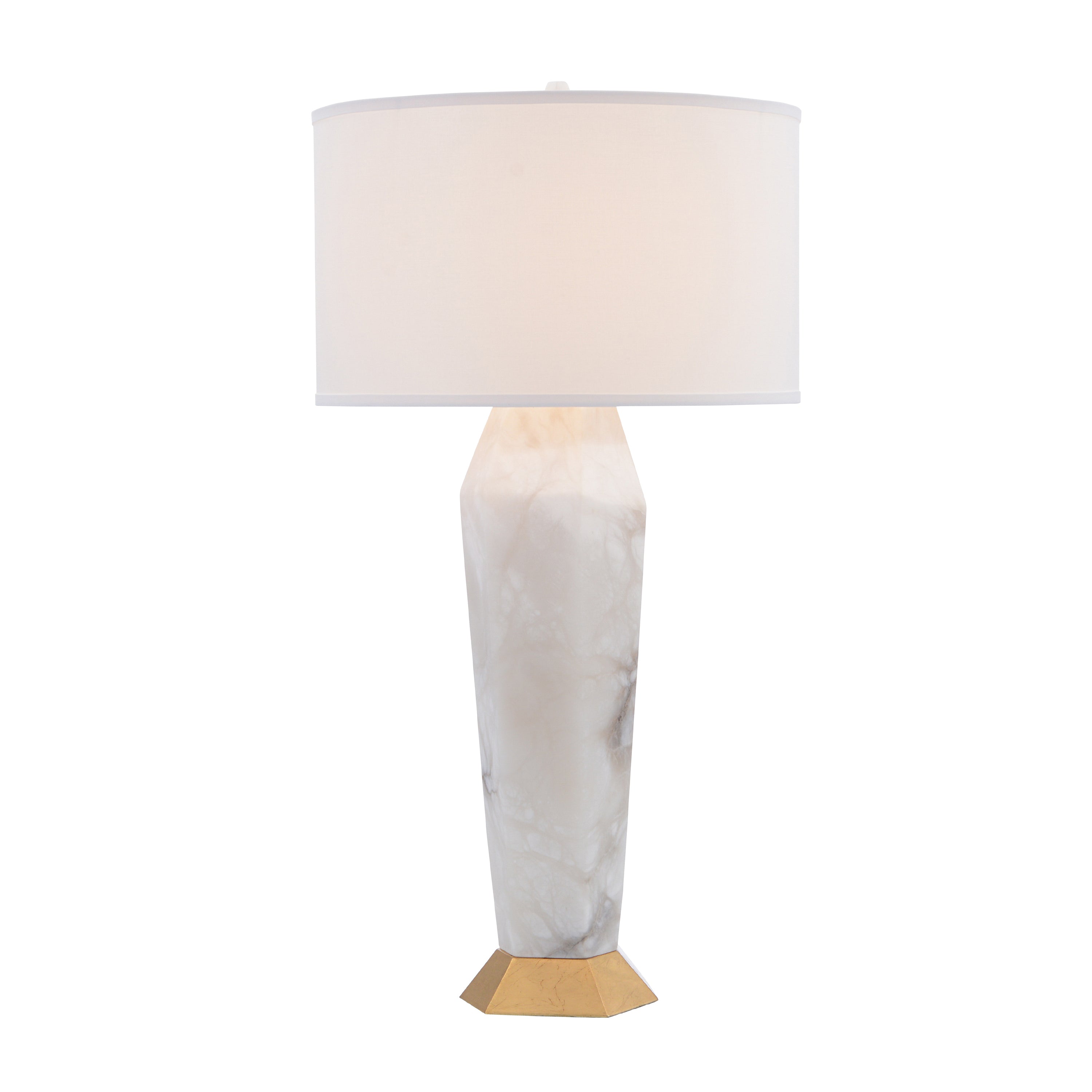 Marble and Gold-Leaf Hexagon Table Lamp