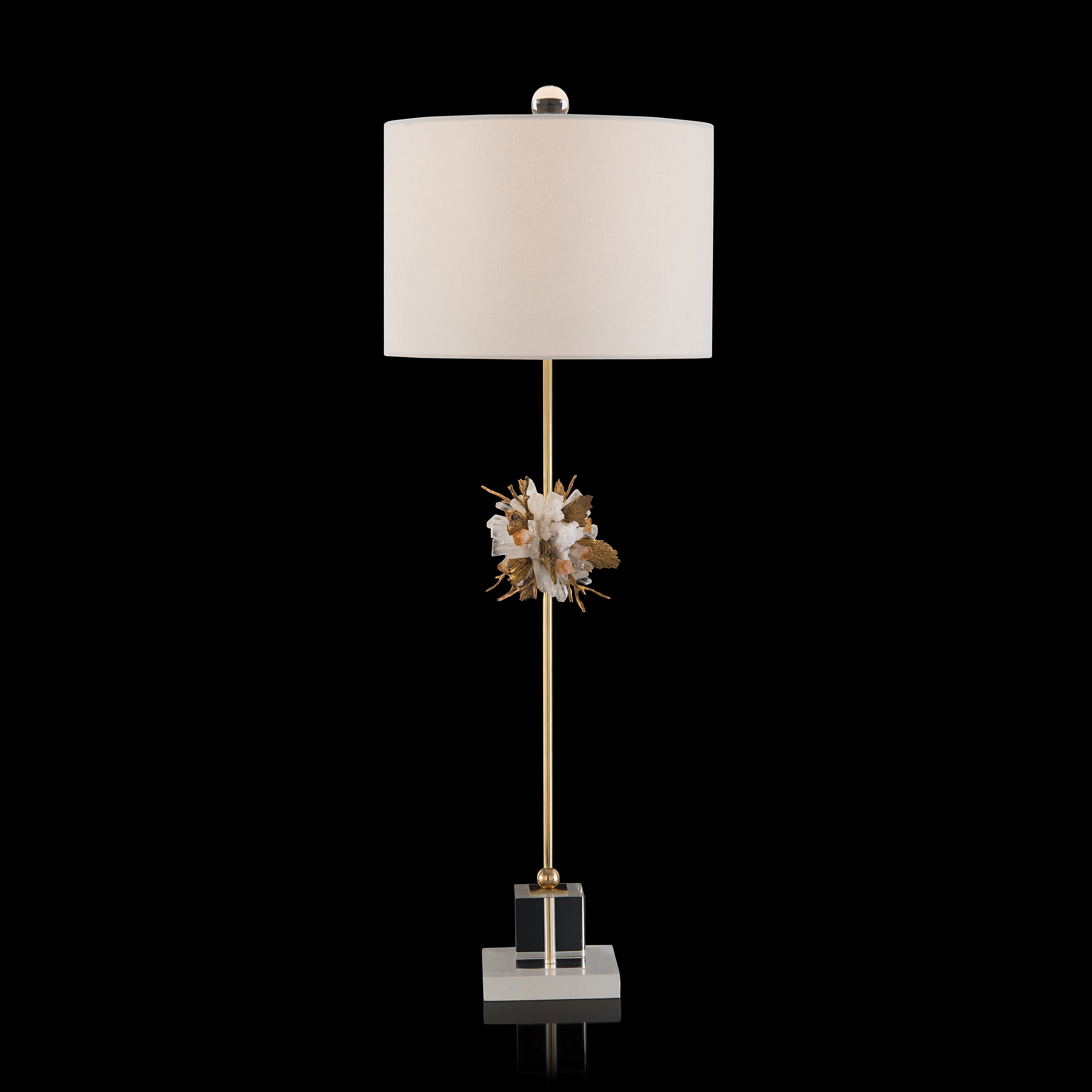 Organic Stones in Gold and White Buffet Lamp