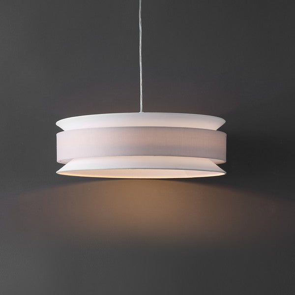 NOLANA, 20 INCH, CREAM/WHITE, FABRIC/IRON EXTENDABLE PENDANT