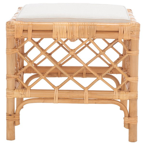 LARROUX RATTAN OTTOMAN W/ CUSHION