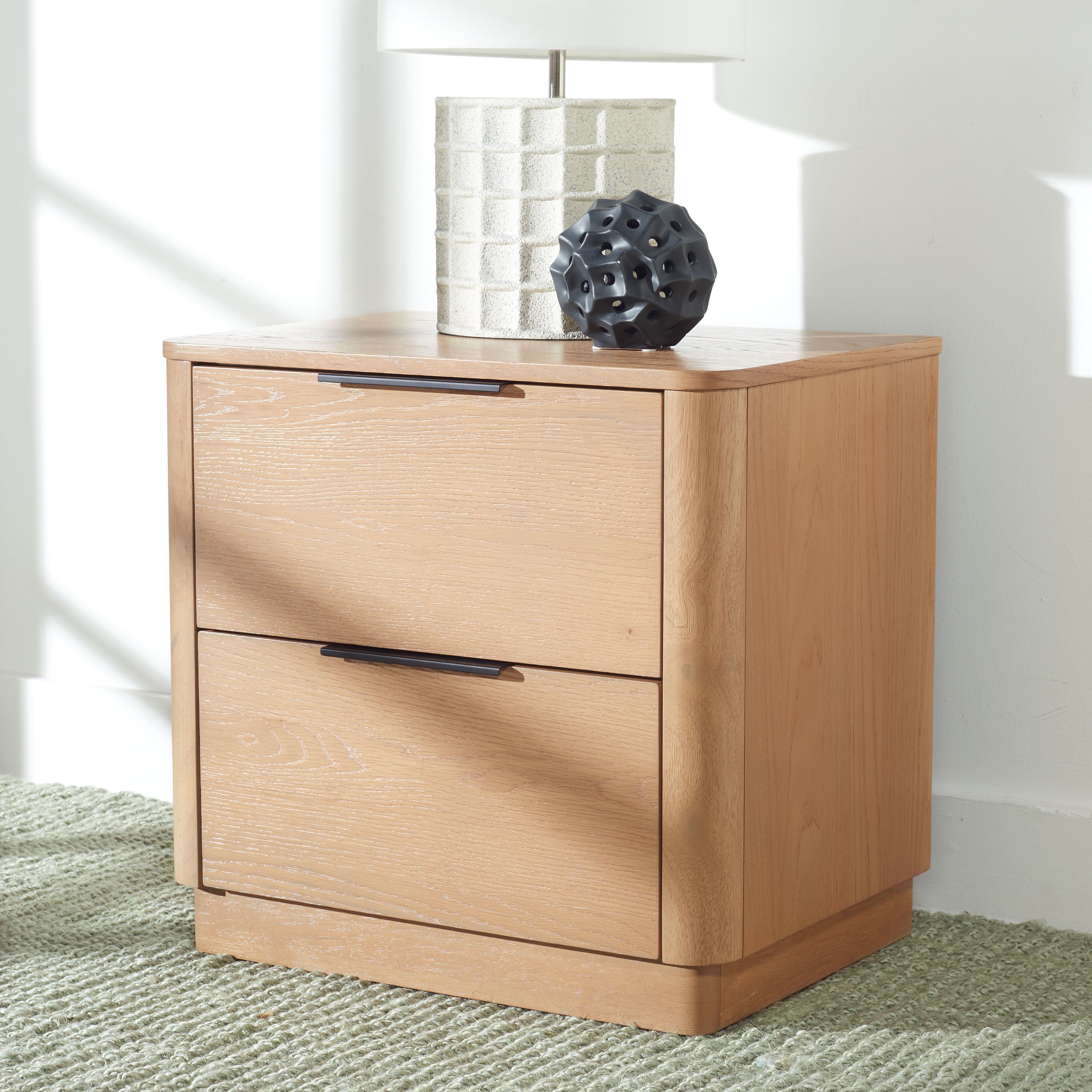 GABRIETTA 2 DRAWER WOOD NIGHTSTAND