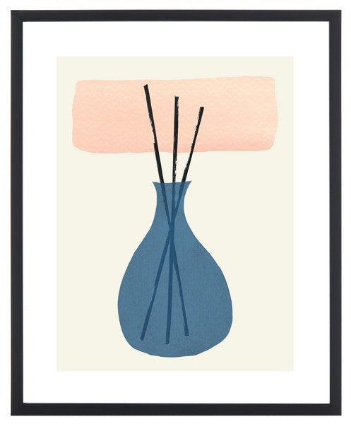 STICKS IN THE CITY, 16 x 20 INCH, BLUSH/BLUE , FRAMED WALL ART