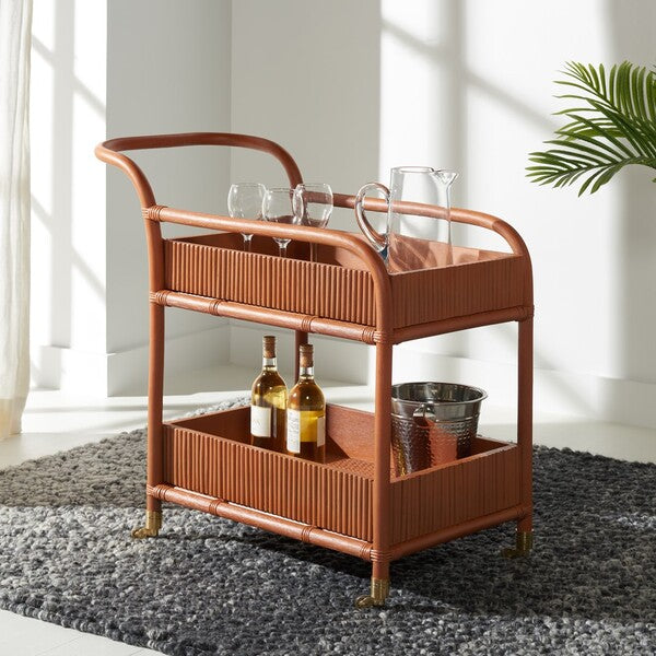 BARNETTE RATTAN POLE BARCART