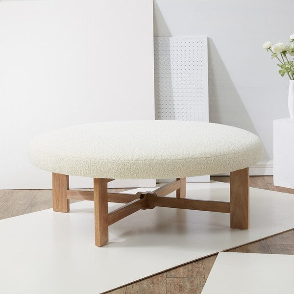 VINNY FAUX SHEARLING  OTTOMAN