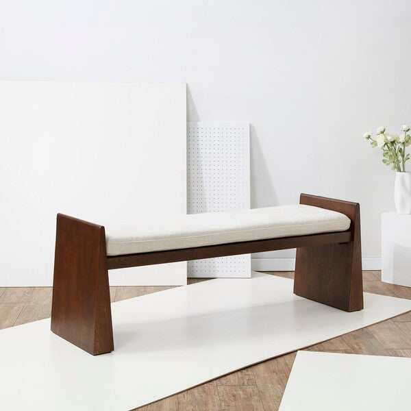 BLANCHETTE VELVET CUSHIONED WOOD BENCH